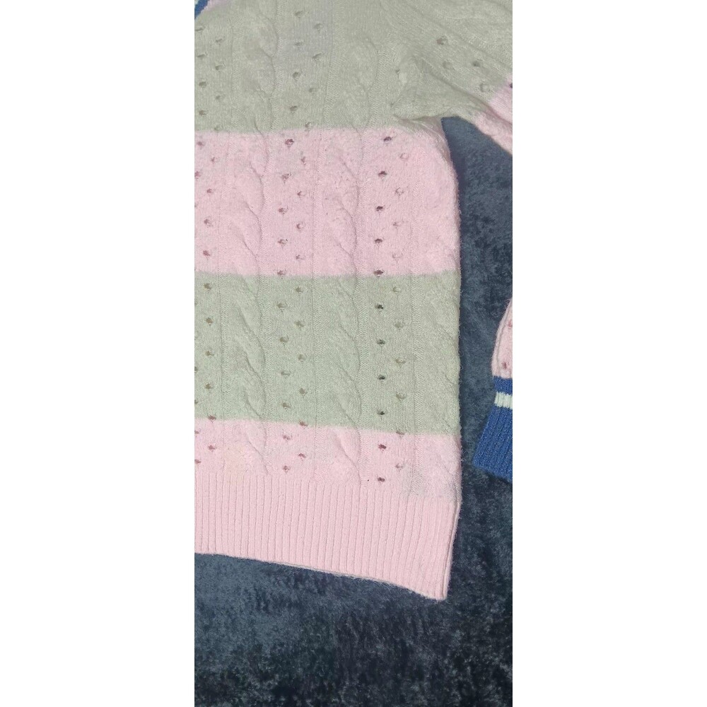 Torrid Pointelle Pullover Henley Sweater 2 Striped Preppy Academia Varsity Cozy - Picture 6 of 13